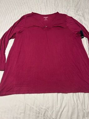 torrid Super Soft Long-Sleeve Ring-Detail Top in Berry